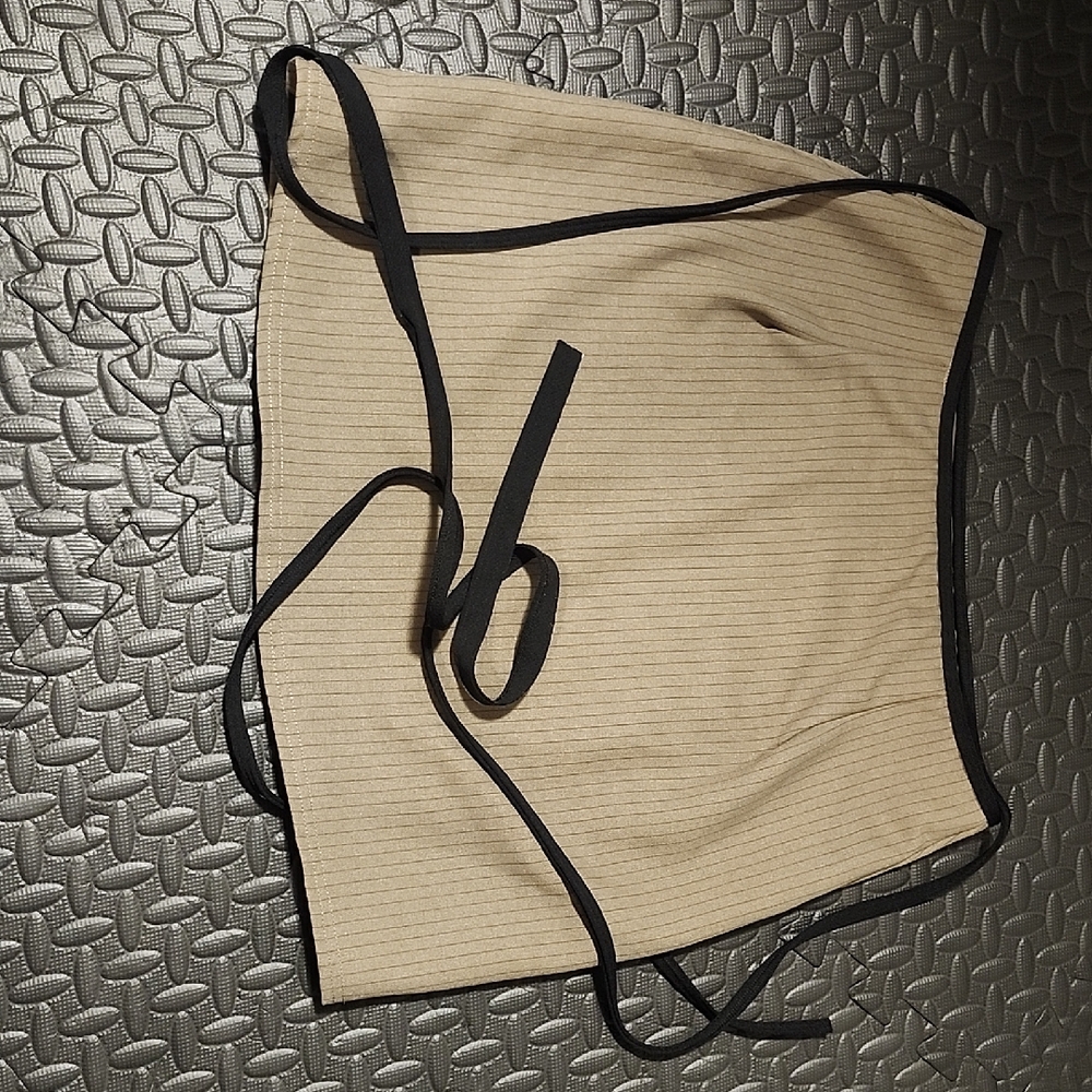 Elegant Tan Wrap Skirt Made in UK | Black Trim | Midi Style